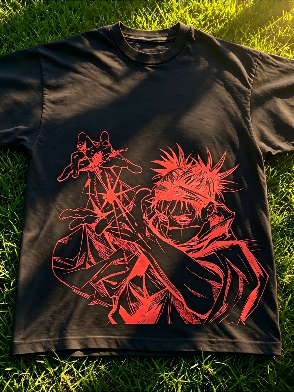 black Red Anime Style Graphic Women Men T-shirt unisex